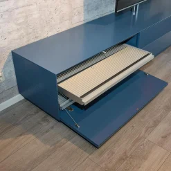 Kettnaker Wohnwände & Tv-Lowboards|Tv-Element Soma Lack Matt Stahlblau Inklusive Klappen Und Schubkästen