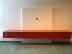 Venier Wohnwände & Tv-Lowboards|TV-Kombination Modell Astro Brique Lack Hochglanz Rot Lackiert