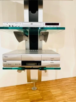 Bacher Wohnwände & Tv-Lowboards|TV-Regal Mattes Metall Und Glas Mit Schwenkbarem TV- Und Hifi-Rack