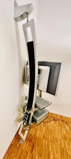 Bacher Wohnwände & Tv-Lowboards|TV-Regal Mattes Metall Und Glas Mit Schwenkbarem TV- Und Hifi-Rack