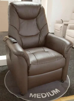 Knudsen Fernsehsessel|Relaxsessel|TV-Sessel Medium 4411 Lift-Up System Leder Madras Dunkelbraun mit 1 Motor und Aufstehhilfe