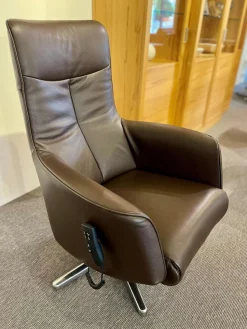 Sitting Vision Relaxsessel|TV-Sessel TW092 Small Leder Semira Chocolate Braun Sternfuß Aluminium Poliert Elektrisch Verstellbar
