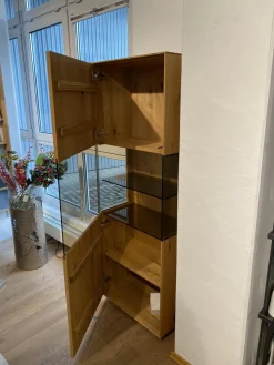 Anrei Vitrinen & Highboards|Vitrine 750 Asteiche Gebürstet Natur Geölt Mit Glaseinlage Inklusive LED Beleuchtung