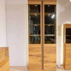 Venjakob Vitrinen & Highboards|Vitrine Barola Eiche Rustico Hell Geölt Gebürstet Furnier Mit Spiegelrückwand Und Beleuchtung