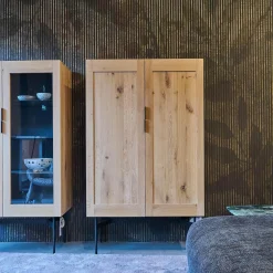 Janua Vitrinen & Highboards|Vitrine BC04 Geschlossen Eiche Weiß Pigmentiert