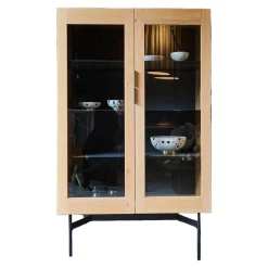 Janua Vitrinen & Highboards|Vitrine BC04 Offen Eiche Weiß Pigmentiert Mit Glasscheiben