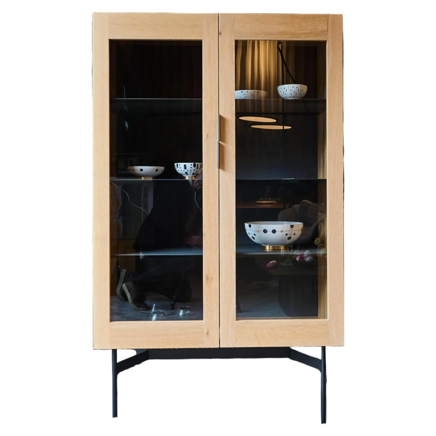 Janua Vitrinen & Highboards|Vitrine BC04 Offen Eiche Weiß Pigmentiert Mit Glasscheiben