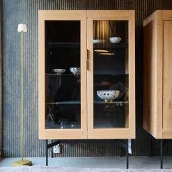 Janua Vitrinen & Highboards|Vitrine BC04 Offen Eiche Weiß Pigmentiert Mit Glasscheiben