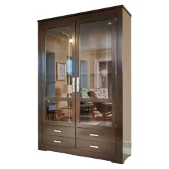 Form Exclusiv Vitrinen & Highboards|Vitrine Bordeaux Kirschbaum Nero Inklusive Beleuchtung, 4 Schubladen Und 6 Glasböden