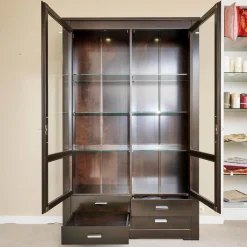 Form Exclusiv Vitrinen & Highboards|Vitrine Bordeaux Kirschbaum Nero Inklusive Beleuchtung, 4 Schubladen Und 6 Glasböden