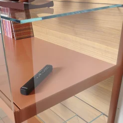 Interlübke Vitrinen & Highboards|Vitrine Cube Light Lack Guave Mit Panel Nussbaum Natur Braun