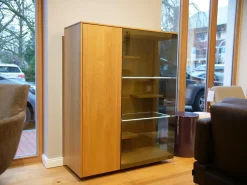 Team 7 Vitrinen & Highboards|Vitrine Filigno Eiche Natur Geölt Braun Rauchglas Mit Beleuchtung Und Fernbedienung