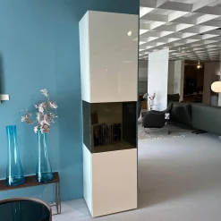 Hülsta Vitrinen & Highboards|Vitrine Gentis Rechts Lack Hochglanz Reinweiss Mit Beleuchtung Und Funkfernbedienung