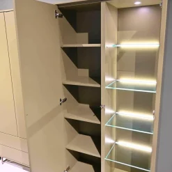 Musterring Vitrinen & Highboards|Vitrine Kara Frame Lack Tundra Matt Fuß Edelstahl Mit LED Beleuchtung