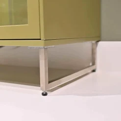 Musterring Vitrinen & Highboards|Vitrine Kara Frame Lack Tundra Matt Fuß Edelstahl Mit LED Beleuchtung