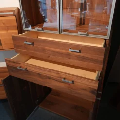 Baur Vitrinen & Highboards|Vitrine Massivholz Türen Oben Glas In Metallrahmen Griffe Silber