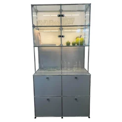 USM Haller Vitrinen & Highboards|Vitrine Mattsilber mit Glas