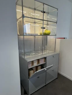 USM Haller Vitrinen & Highboards|Vitrine Mattsilber mit Glas