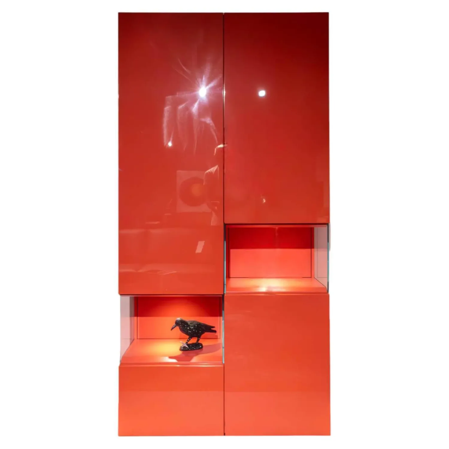 Hülsta Vitrinen & Highboards|Vitrine Neo Lack NCS Hochglanz Rot Inklusive Beleuchtung