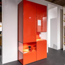Hülsta Vitrinen & Highboards|Vitrine Neo Lack NCS Hochglanz Rot Inklusive Beleuchtung