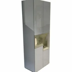 Hülsta Vitrinen & Highboards|Vitrine Tetrim 981003 Lack Hochglanz Eisblau Rahmen Silberfarben Inklusive LED Rahmenbeleuchtung