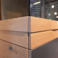 Voglauer Vitrinen & Highboards|Vitrine V Organo Lack Anthrazit Wildeiche Rustiko Mit LED Beleuchtung