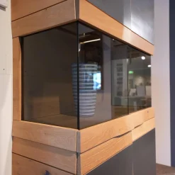 Voglauer Vitrinen & Highboards|Vitrine V Organo Lack Anthrazit Wildeiche Rustiko Mit LED Beleuchtung