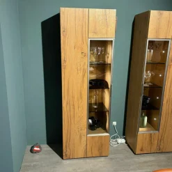 Voglauer Vitrinen & Highboards|Vitrine V-Alpin AV64G Korpus Eiche Altholz Front Glas Glänzend Eintürig