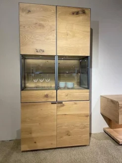 Voglauer Vitrinen & Highboards|Vitrine Vcuben Wildeiche Rustico Schwarz Gestell Metall Anthrazit Mit Beleuchtung
