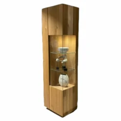 Wimmer Vitrinen & Highboards|Vitrine Waltrop Rustikale Asteiche Bianco Türschlag Rechts LED-Einbauspot