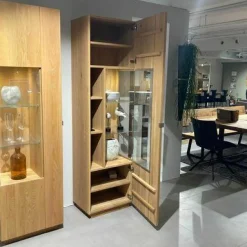 Wimmer Vitrinen & Highboards|Vitrine Waltrop Rustikale Asteiche Bianco Türschlag Rechts LED-Einbauspot