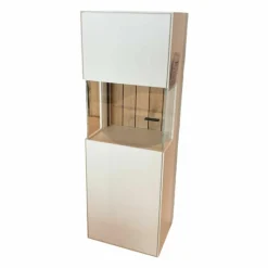 Wöstmann Vitrinen & Highboards|Vitrine Werne Lack Weiß Balkeneiche Stark Gebürstet LED-Beleuchtung