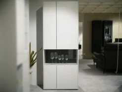 WK Wohnen Vitrinen & Highboards|Vitrine WK 419 Intono 62462 Lack Steingrau 407 Rückwand Lack Quarz- Lin