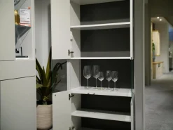 WK Wohnen Vitrinen & Highboards|Vitrine WK 419 Intono 62462 Lack Steingrau 407 Rückwand Lack Quarz- Lin