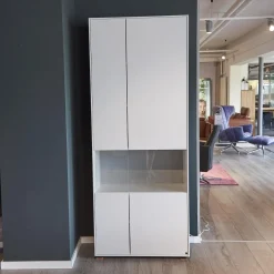 WK Wohnen Vitrinen & Highboards|Vitrine WK 419 Intono Glattlack 420 Verkehrsweiß Inklusive LED-Band Trafo Und Funkfernbedienung