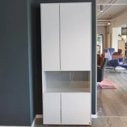 WK Wohnen Vitrinen & Highboards|Vitrine WK 419 Intono Glattlack 420 Verkehrsweiß Inklusive LED-Band Trafo Und Funkfernbedienung