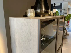 WK Wohnen Vitrinen & Highboards|Vitrine WK 420 Viva Holz Furniert Grau Mit Glastüren Gestell Dunkelgrau