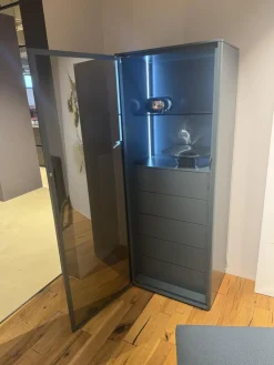 WK Wohnen Vitrinen & Highboards|Vitrine WK 418 Zola Glattlack Blaugrün 433 Glas Grau 091 Inklusive LED Beleuchtung Mit Fernbedienungen
