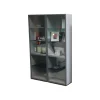 WK Wohnen Vitrinen & Highboards|Vitrinen WK 420 Viva 153 Eiche Grau Front In Rauchglas 436 Cosmos Schwarz Mit Push To Open Und Beleuchtung