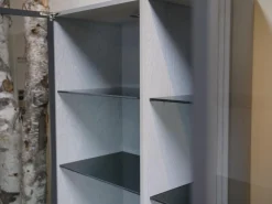 WK Wohnen Vitrinen & Highboards|Vitrinen WK 420 Viva 153 Eiche Grau Front In Rauchglas 436 Cosmos Schwarz Mit Push To Open Und Beleuchtung