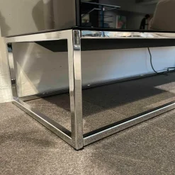 Kettnaker Vitrinen & Highboards|Vitrinenschrank KE Soma in Lack Schwarz Schubladen Eiche silbergrau mit Glasfach und Innenbeleuchtun