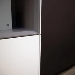 Kettnaker Vitrinen & Highboards|Vitrinenschrank Soma Lack Matt Weiß Und Vulkangrau Grau Matt Weißglas Satiniert Matt Mit Beleuchtung