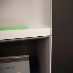 Kettnaker Vitrinen & Highboards|Vitrinenschrank Soma Lack Matt Weiß Und Vulkangrau Grau Matt Weißglas Satiniert Matt Mit Beleuchtung