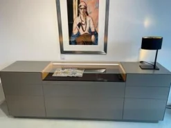 Kettnaker Kommoden & Sideboards|Vitrinenschubkastenschrank Soma Lack Asphalt Grau Glasfach Klarglas Inklusive Beleuchtung