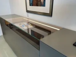 Kettnaker Kommoden & Sideboards|Vitrinenschubkastenschrank Soma Lack Asphalt Grau Glasfach Klarglas Inklusive Beleuchtung