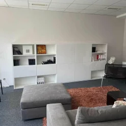 Interlübke Wohnwände & Tv-Lowboards|Wandabwicklung Studimo Lack Schneeweiß M03 mit Schwenktüren 2 Schub 1 Klappe