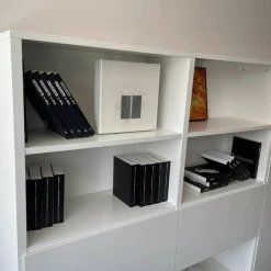 Interlübke Wohnwände & Tv-Lowboards|Wandabwicklung Studimo Lack Schneeweiß M03 mit Schwenktüren 2 Schub 1 Klappe