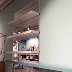 Presotto Regale|Wandborde Mit Spiegelpaneele Lack Matt Beige Seta Und Verde Blau Mit Beleuchtung