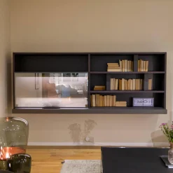 Molteni & C Wohnwände & Tv-Lowboards|Wandelement 505 Eiche Grau Lack Anthrazit Ecoskin Grau