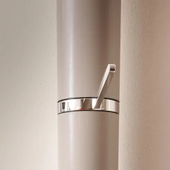 YOMEI Garderoben|Wandgarderobe Tube Akzente Leder Taupe 07 Braun Gestell Edelstahl Poliert